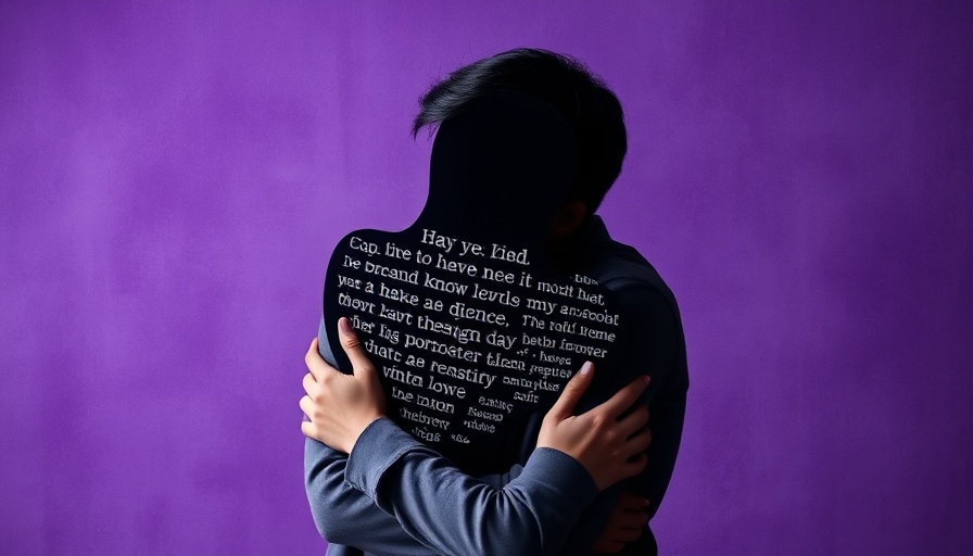 Emotional Impact of ChatGPT: person embraces text-filled silhouette.