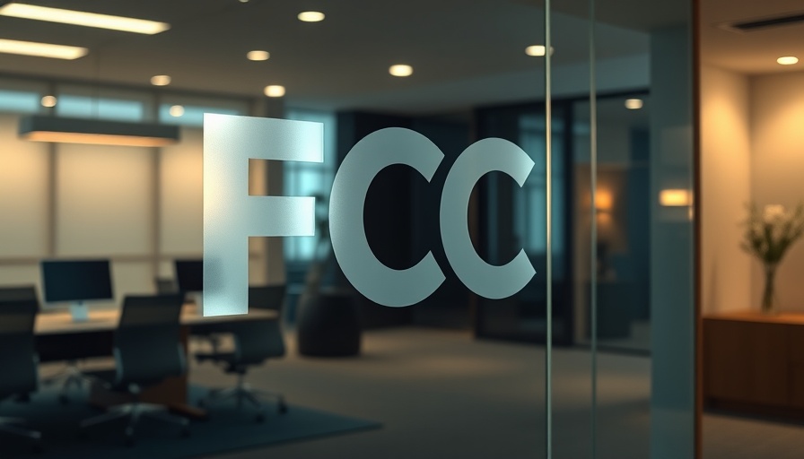 FCC investigation into Chinese tech firms, modern FCC logo on glass.