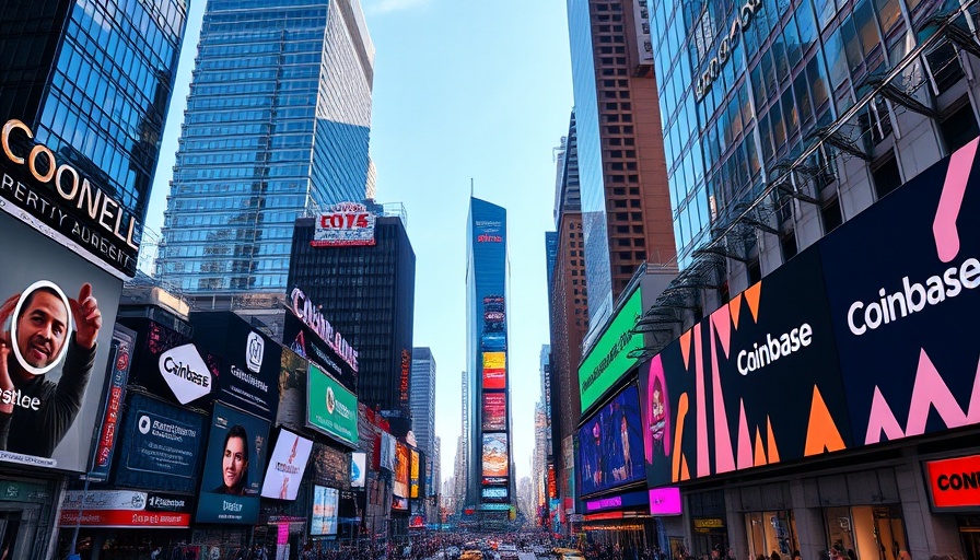 Coinbase billboards in Times Square, illustrating acquisition news
