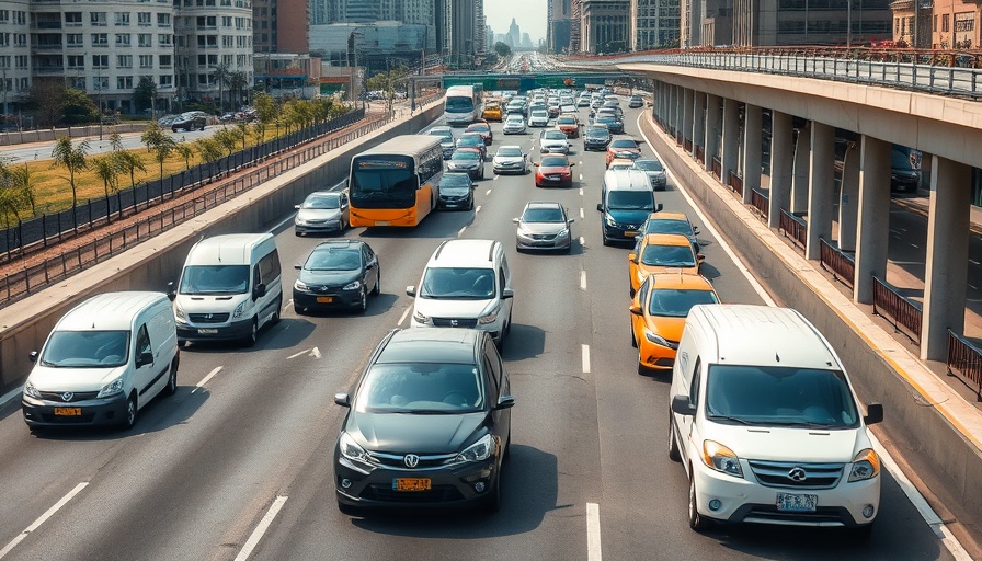 Moody's upgrades auto ABS deals, busy highway traffic scene.
