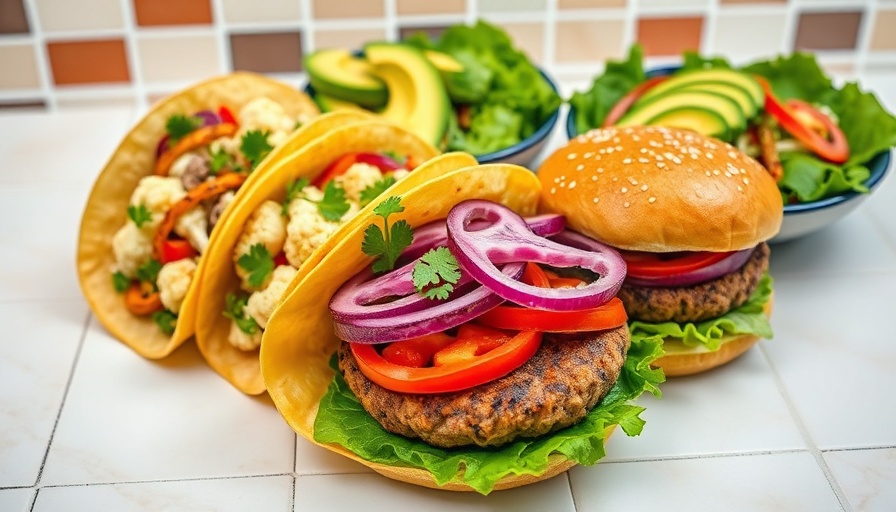AI-guided meal planning with plant-based meal selection on tiles.