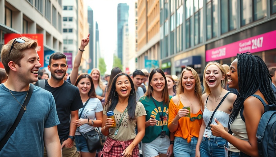 Lively brand activation at SXSW 2025 with people enjoying the vibrant outdoor event.
