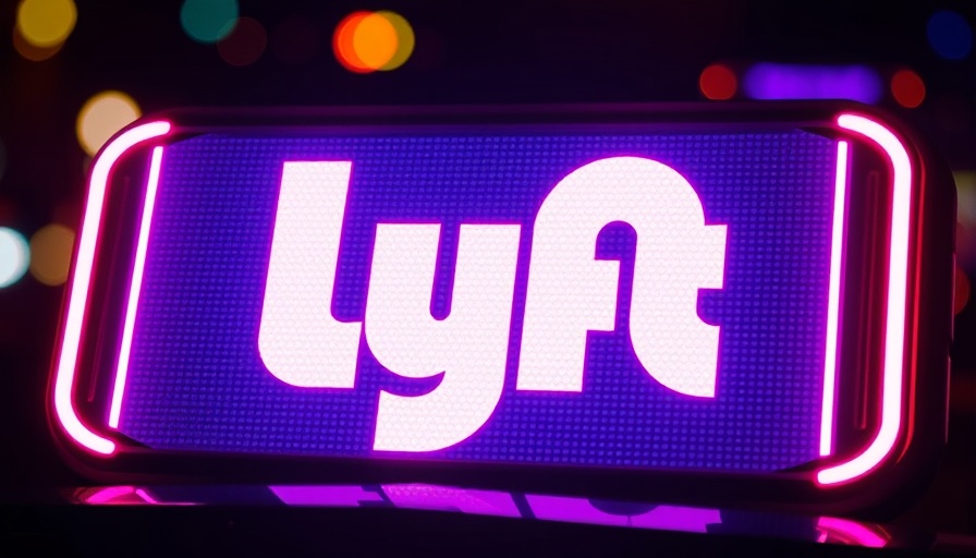 Vibrant Lyft logo on digital screen with neon lights, Lyft autonomous taxi service concept