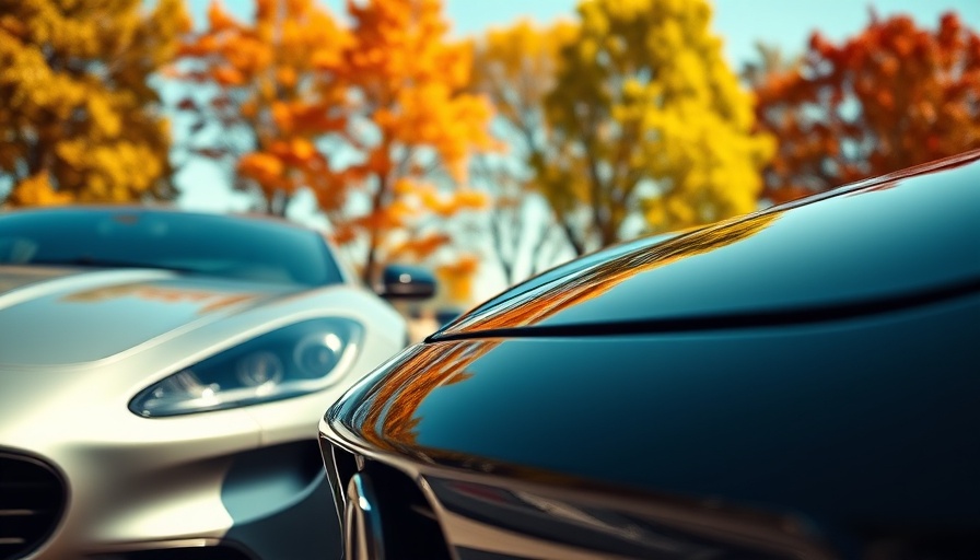 Luxury cars parked under a clear sky in a sunlit lot