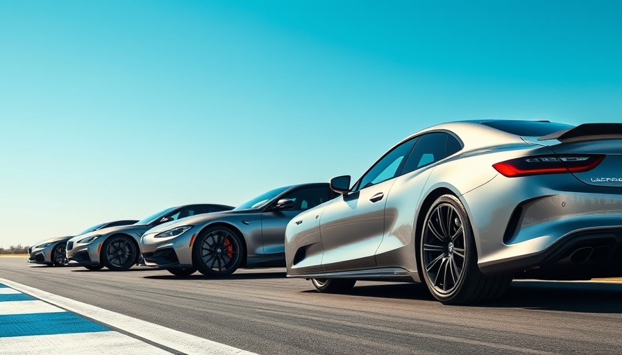 Luxury cars on a racetrack, showcasing auto racing's impact on car innovation.