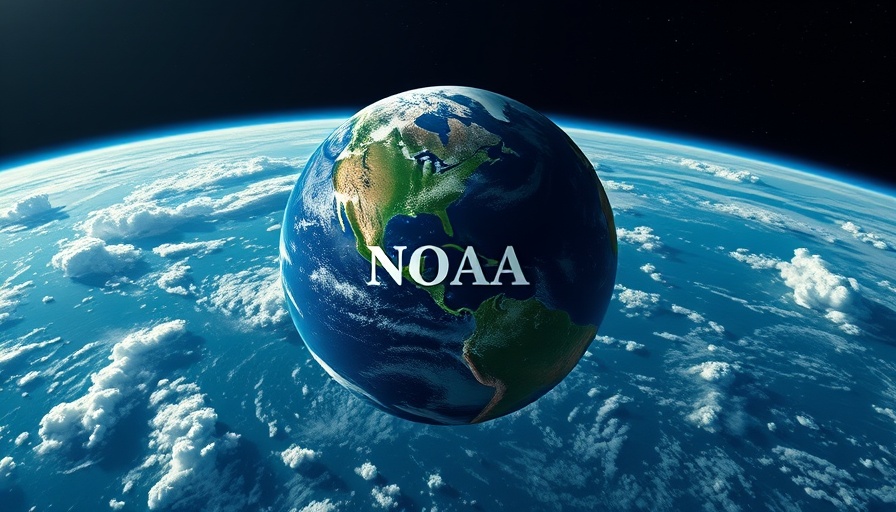 NOAA emblem over Earth from space, symbolizing global monitoring.