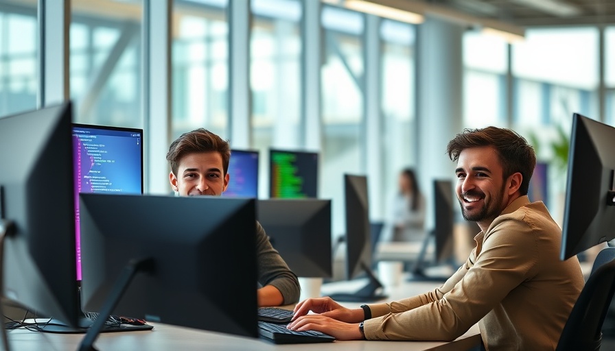 AI agents navigation software developers collaborating at desk.