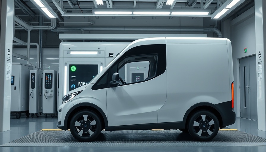 Electric truck in a battery swapping station for urban mobility tech.