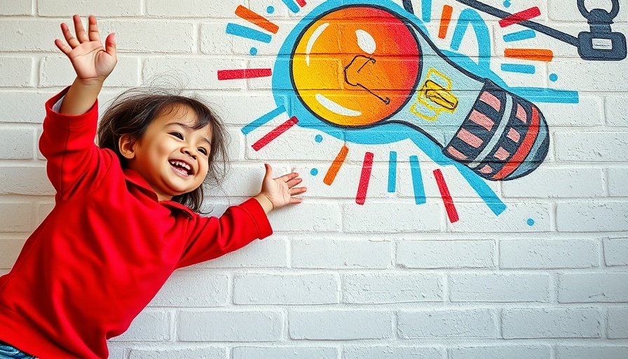 Joyful child reaching toward vibrant mural, embodying 'delegate like a brave CEO'.