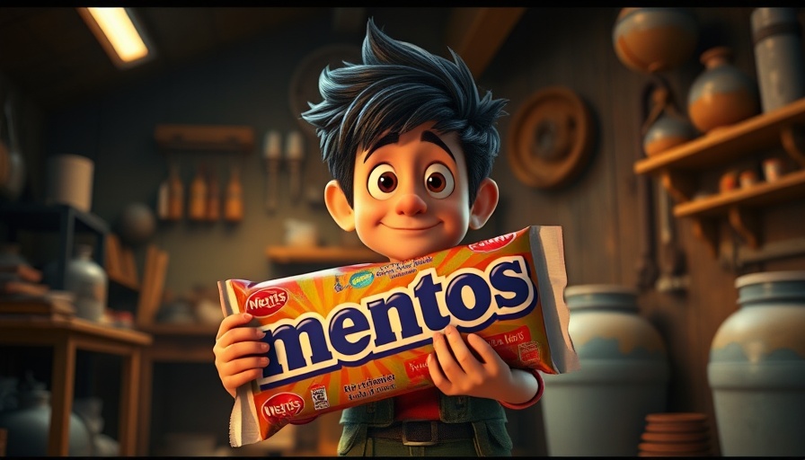 Mentos Fizzooka character in Fortnite holds a rocket launcher in a workshop.