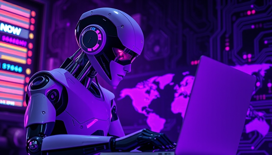 AI-Driven Data Monetization concept with robot using laptop.