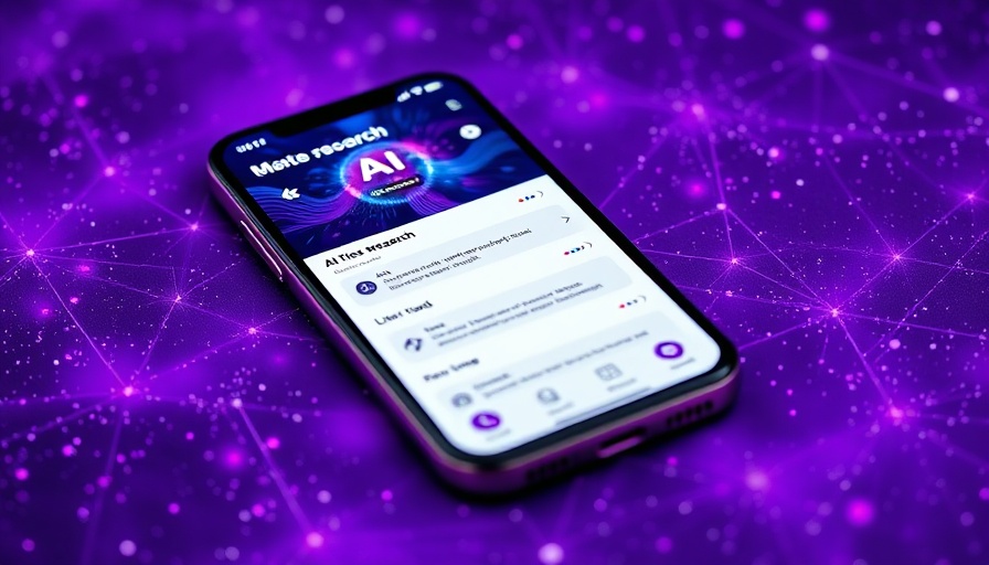 AI research tools interface on smartphone with purple cosmic background.