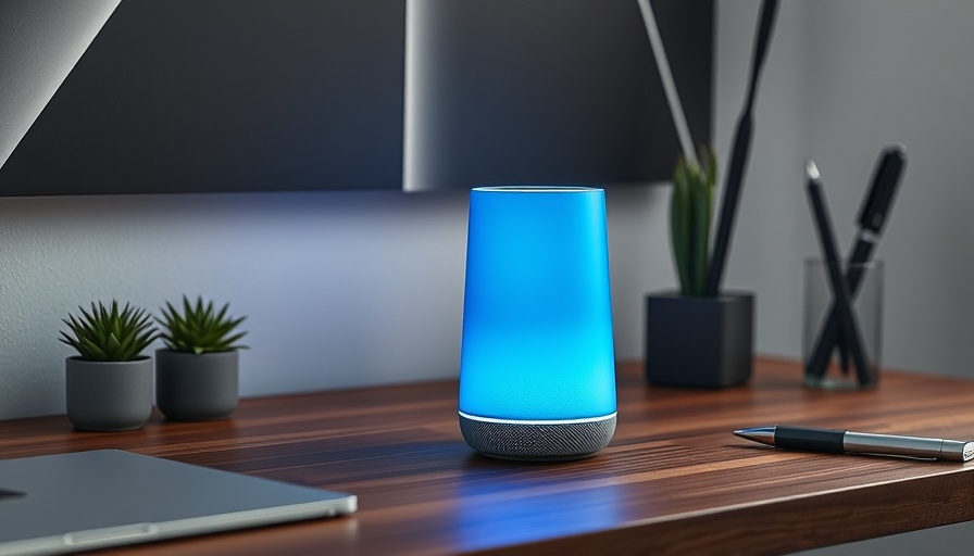 Alexa generative AI assistant on modern desk with geometric decor.