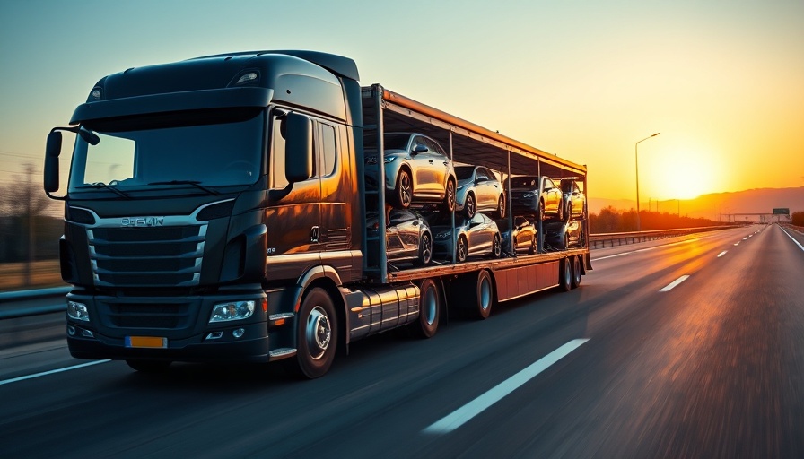 Car transport truck on highway, key tech benefits for auto leaders