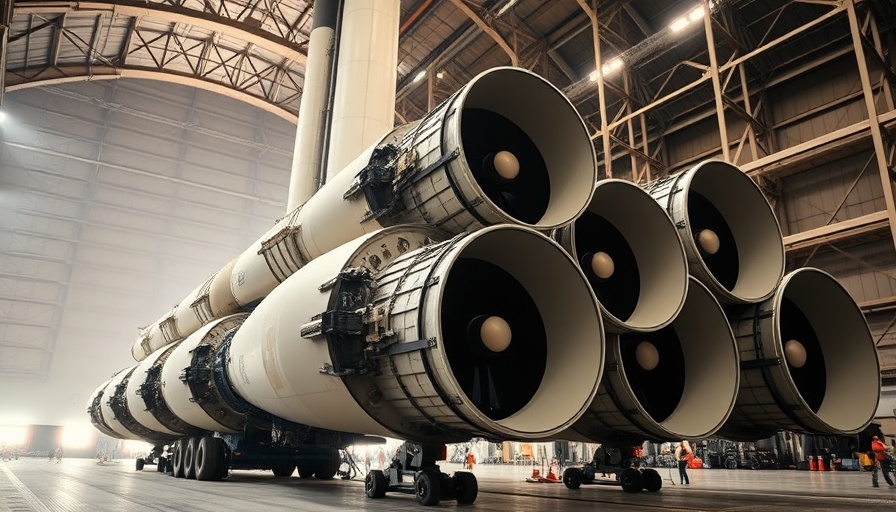 NASA Artemis II Mission rocket engines ready for launch in hangar.
