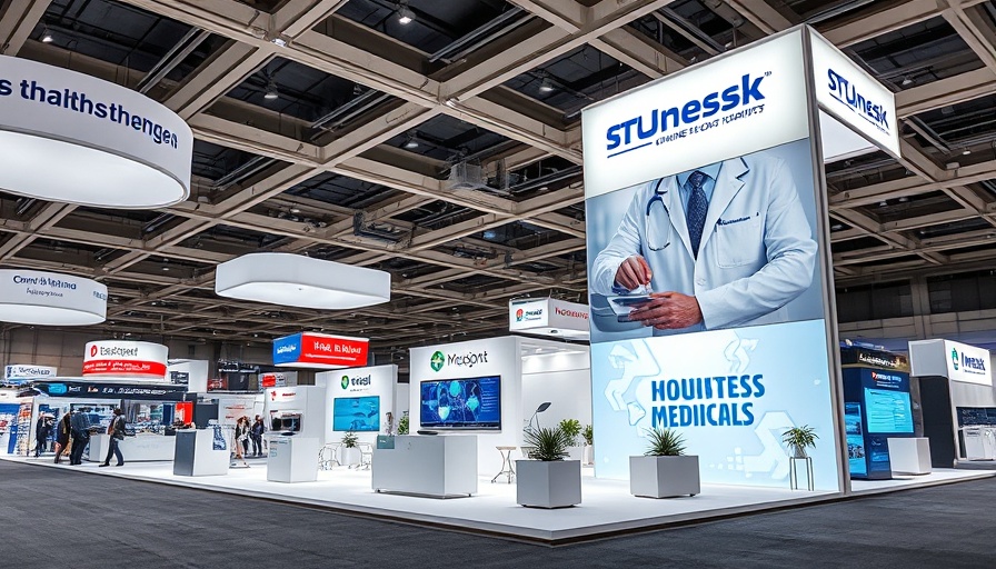 Modern trade show booth showcasing B-to-B marketing strategies.