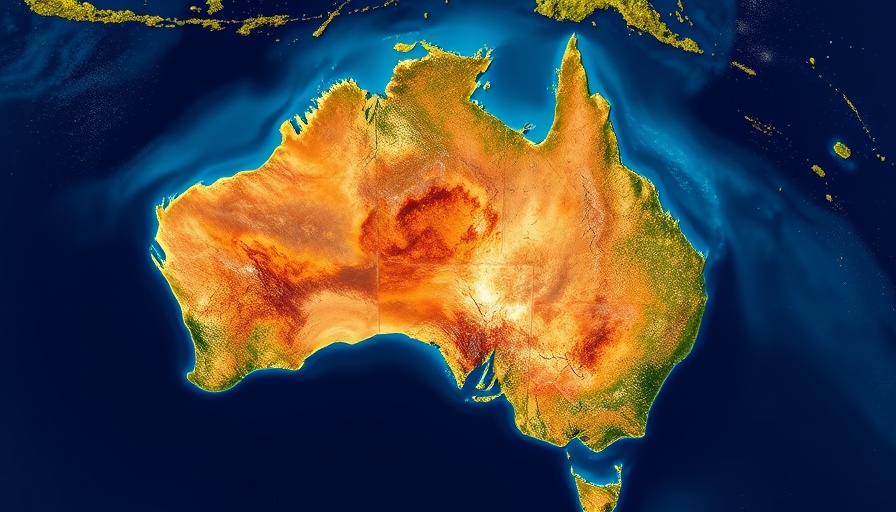 AI images and Indigenous cultures: Satellite view of Australia terrain.