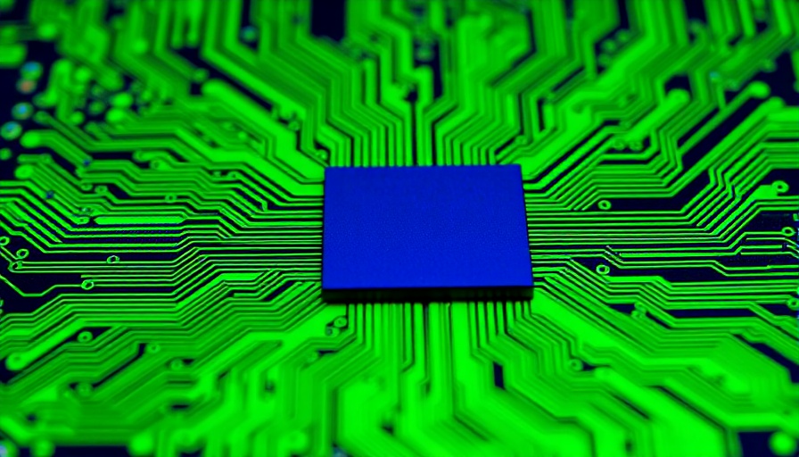Abstract silhouette on vibrant circuit board representing extropic new computer chips