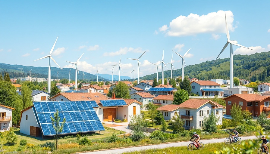 Thriving 100% decarbonised town with sustainable features.