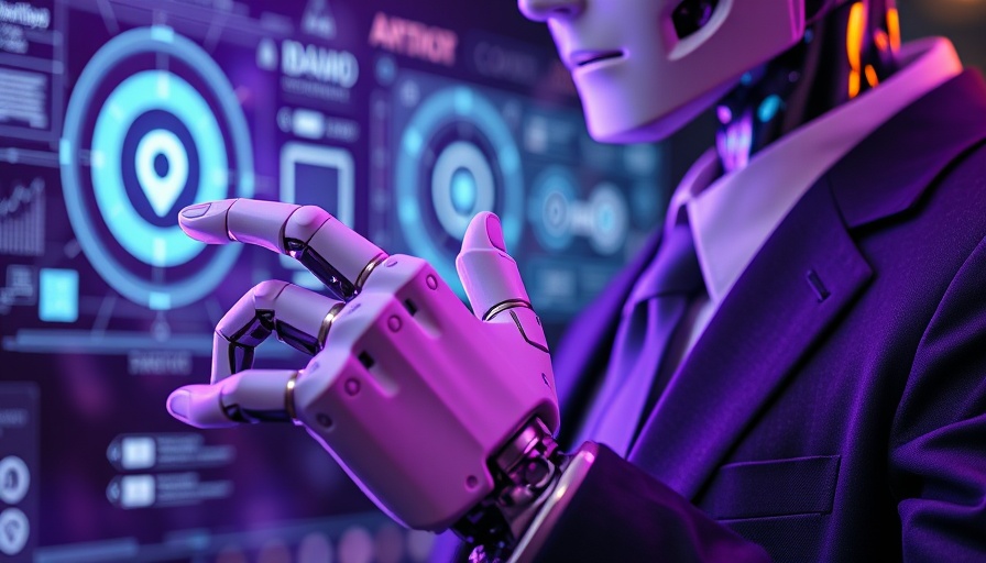 AI-Powered Commerce Acquisition concept with robotic hand interacting with holograms.