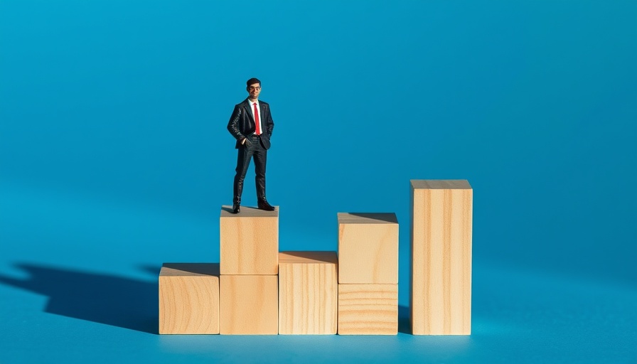 Symbolic growth depicted by a miniature figure on wooden blocks, Social Mobility Europe Economy.