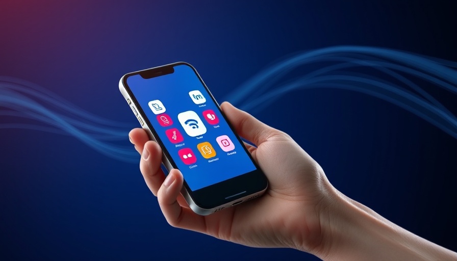 Secure messaging app Signal illustration with smartphone and icons.