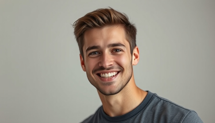 Smiling young man in a neutral background studio portrait.