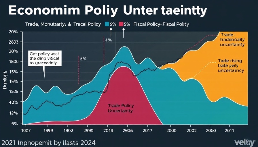 Graph showing trade policy uncertainty peaking, affecting tariff impact on consumer confidence.