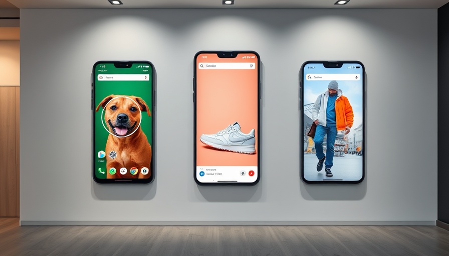 Android AI features displayed on smartphone screens with Google Photos and Lens.