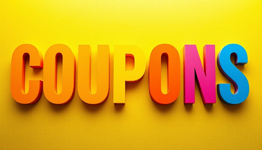 Colorful 'Coupons' graphic with vibrant gradient for DoorDash Promo Codes.