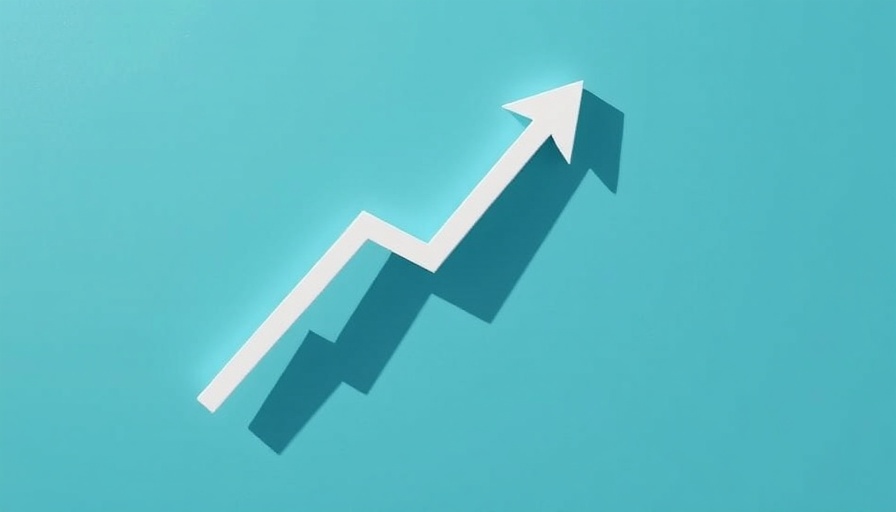 White arrow representing expectations for company performance on blue background.