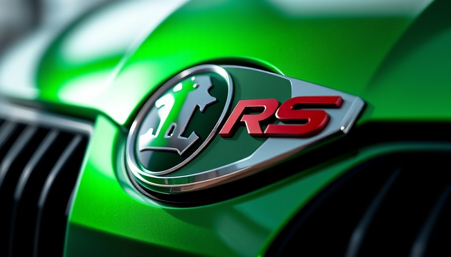 Škoda Elroq RS emblem in green and silver finish.
