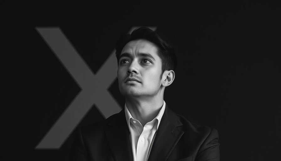 Contemplative figure with X symbol, AI acquisition by xAI theme.