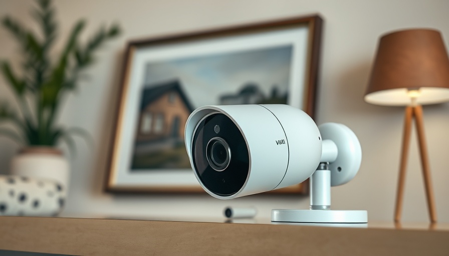 Indoor motion tracking security camera on a shelf in cozy room.