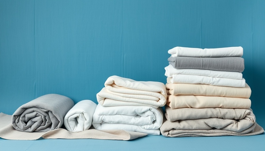 Stacked rolled best cooling sheets in gray, white, beige on blue.