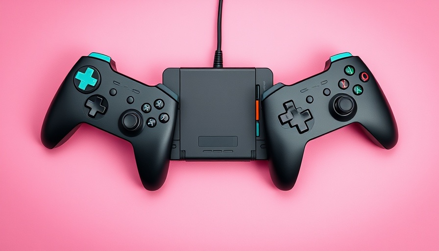 Best Retro Game Consoles 2025: Stylish black console with controllers on pink background.