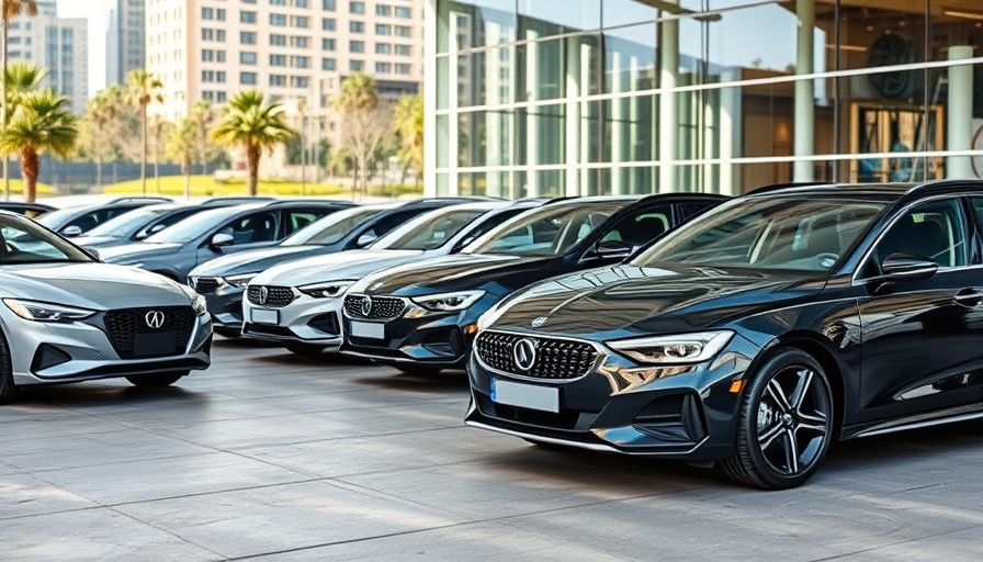 Modern cars at dealership lot showcasing auto financing innovations.