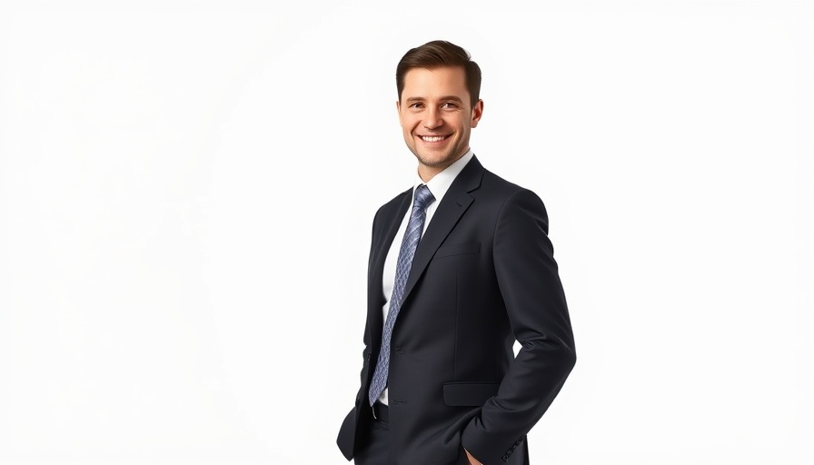 Business professional in a suit, smiling, portrait with white background