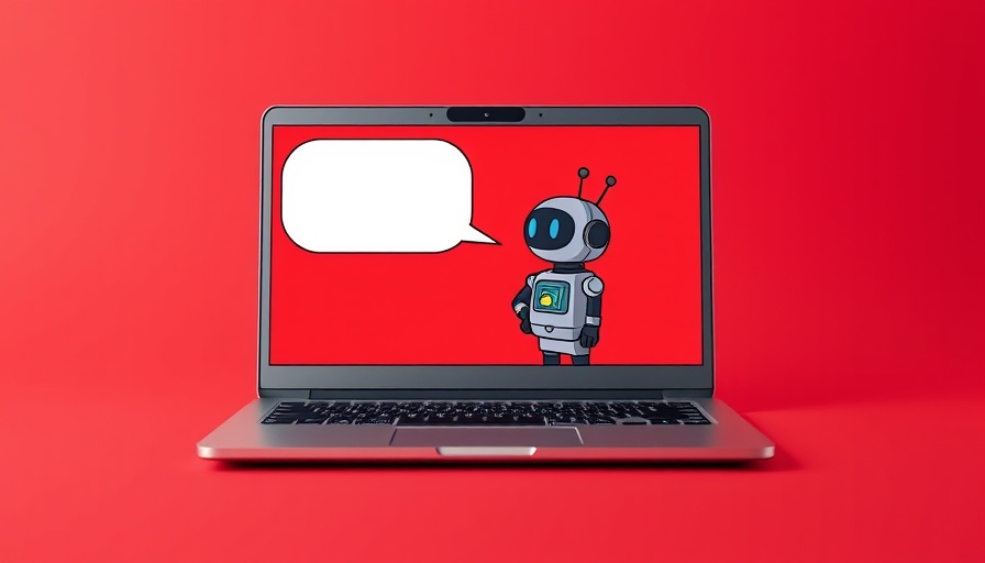 Gray laptop with robot icon and chat bubble over red background, Manus AI subscription plans.