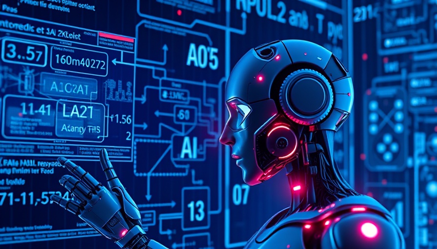 Futuristic AI robot using holographic interface for AI analytics solutions.