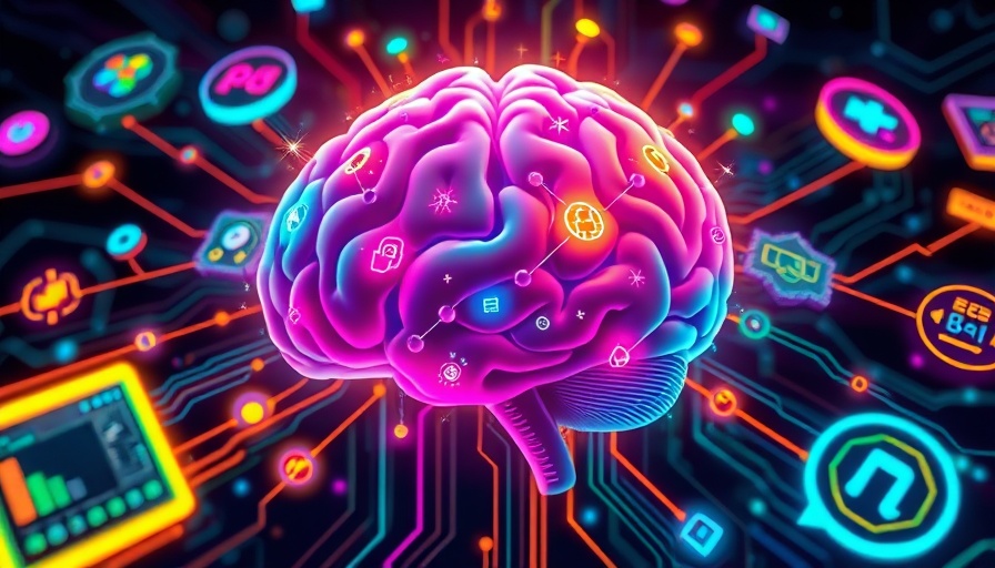 Vibrant illustration of a brain connected to digital icons, representing Brain-Computer Interfaces and AI Therapy Bots.