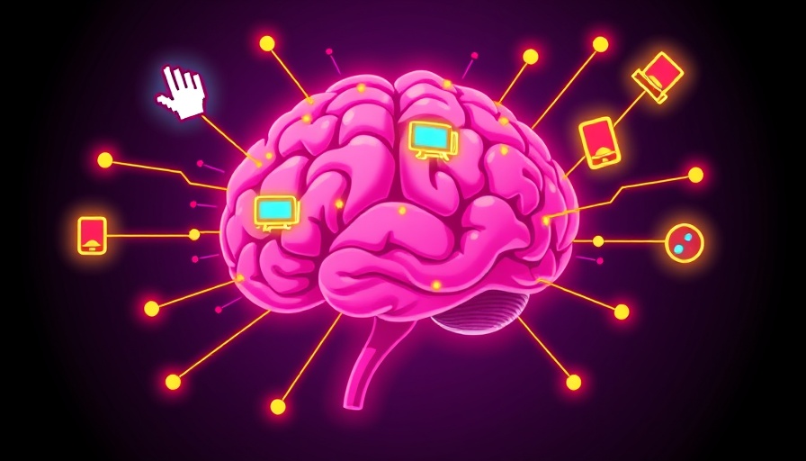 Illustration of brain-computer interfaces with digital icons