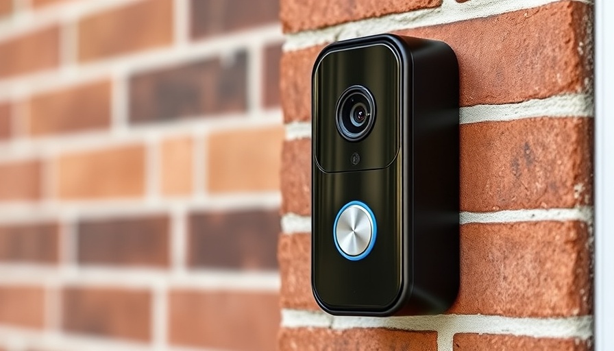 Subscription-free video doorbell mounted on a brick wall.
