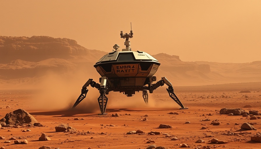 Airbus Mars rover mission lander descending on Mars with thrusters active