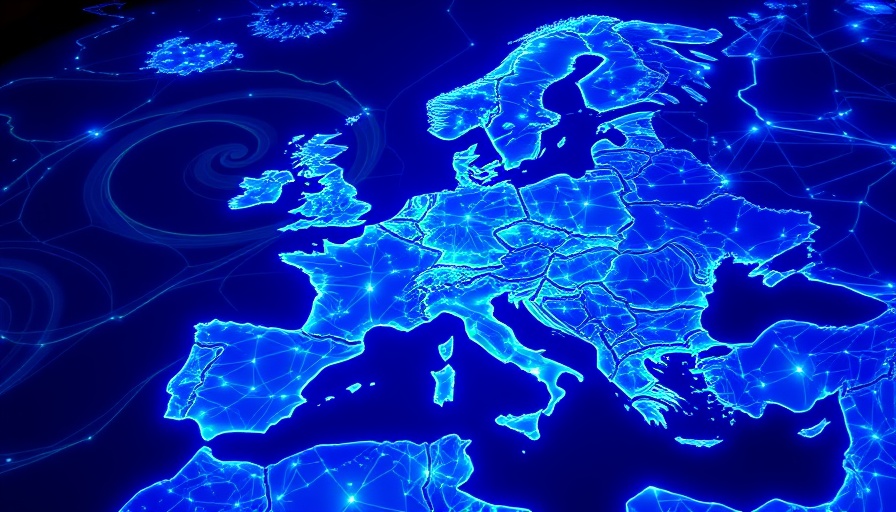 Futuristic map illustrating private capital investment in Europe.