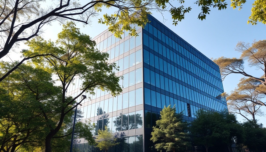 Qualcomm's sleek corporate building architecture under clear skies.