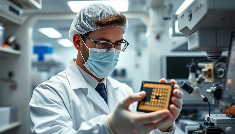 Engineer holding advanced semiconductor wafer in cleanroom environment