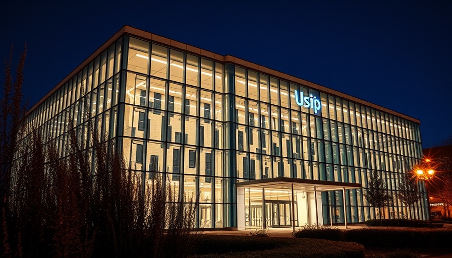 Elegant night view of the USIP building facade