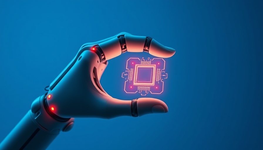 Futuristic robotic hand with glowing AI chip, symbolizing AI lab GPU financing.