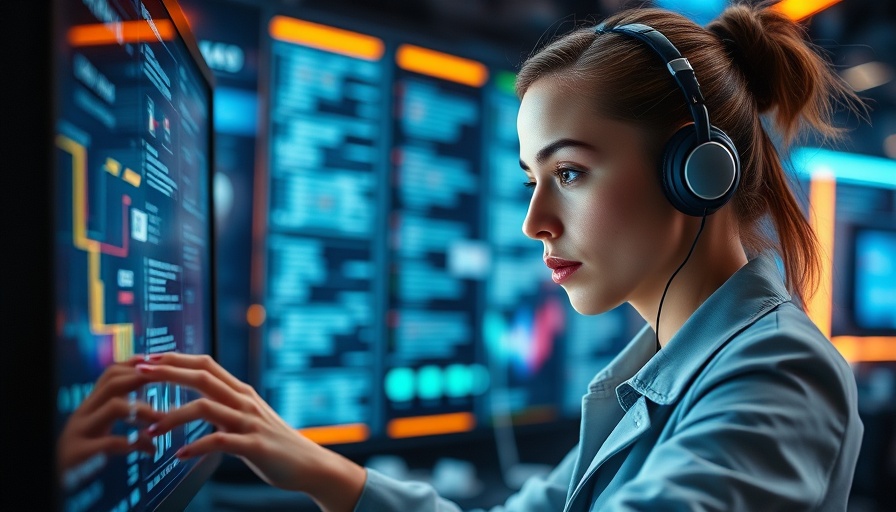AI in software development: Developer coding in futuristic setup.